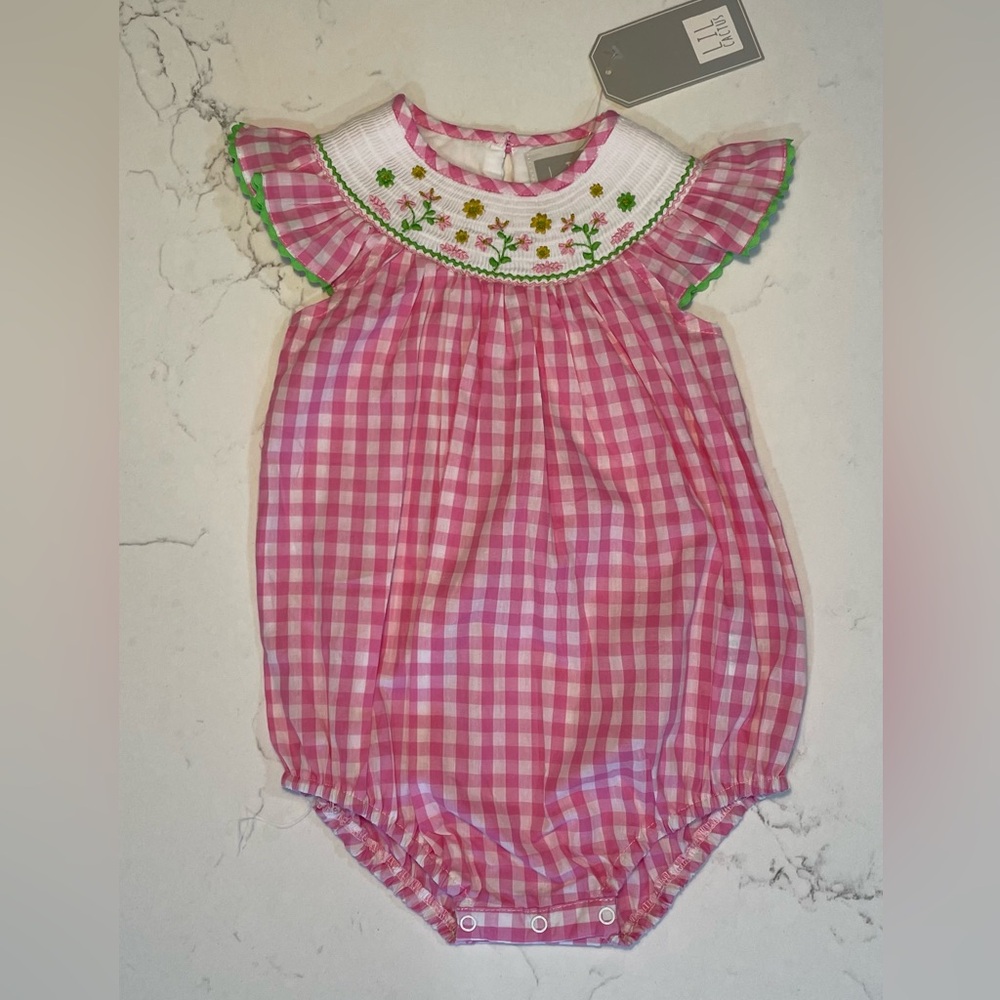 NWT Lil Cactus Smocked Floral Bubble